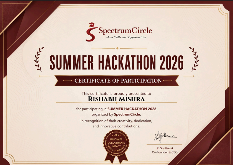 Summer Hackathon certificate